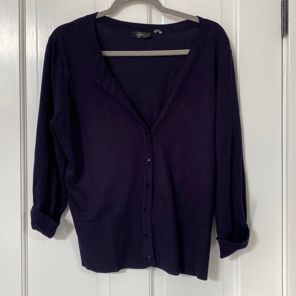 navy cardigan